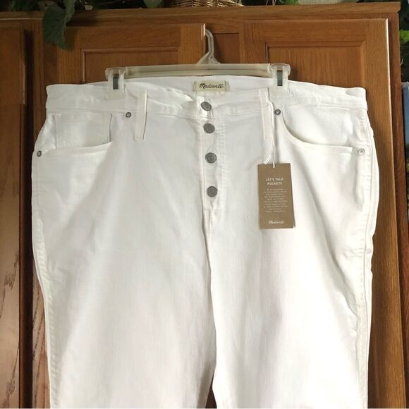 MADEWELL 10” High Rise Button Fly Skinny Jeans Frayed Hem Size 35P - Picture 3 of 10